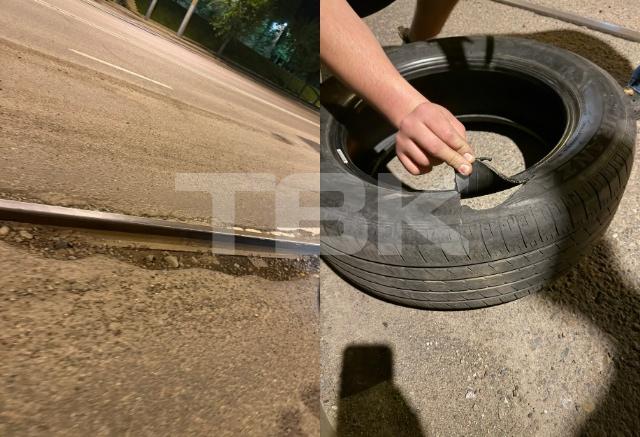 «5 человек только за выходные эвакуировали»: красноярцы массово пробивают колеса авто из-за ям на Матросова